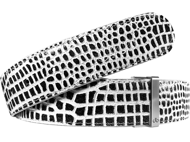 Black & White Crocodile Patterned Leather Belt