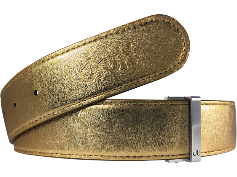 Gold Plain Textured Leather Strap
