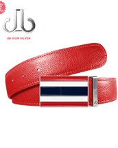 Red Full Grain Leather Belt with Thailand Flag Buckle