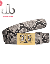 Python Snakeskin Leather Belt with Gold Thru Classic Buckle