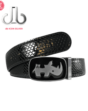 Black Textured Snakeskin Leather with Black Sophie Horn Buckle