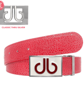 Red Stingray Leather Belt with White/Red Double Infill Buckle