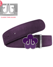 Purple Plain Leather Belt with Purple Flower Buckle
