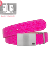 Fuchsia Stingray Leather Belt with Silver Block Classic Buckle