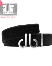 Black Handmade Italian Leather with Silver Icon Classic Buckle