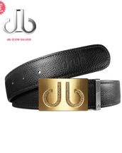 Black Full Grain Leather Belt with Gold Classic Buckle