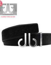 Black Handmade Italian Leather with Silver Icon Classic Buckle