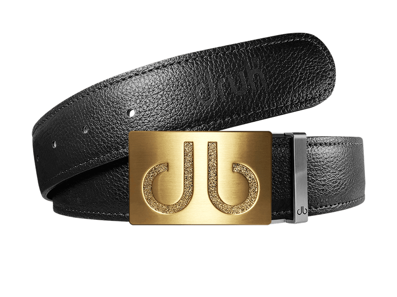 Black Full Grain Leather Belt with Gold Classic Buckle