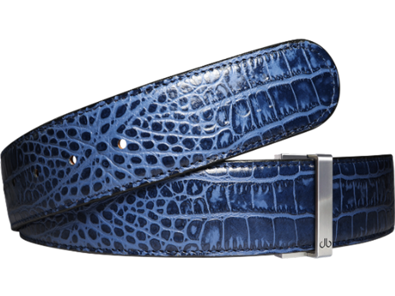 Blue Crocodile Patterned Leather Strap