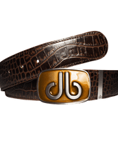 Brown Crocodile Leather Belt with Bisquit Buckle