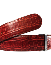 Burgundy Crocodile Patterned Leather Strap