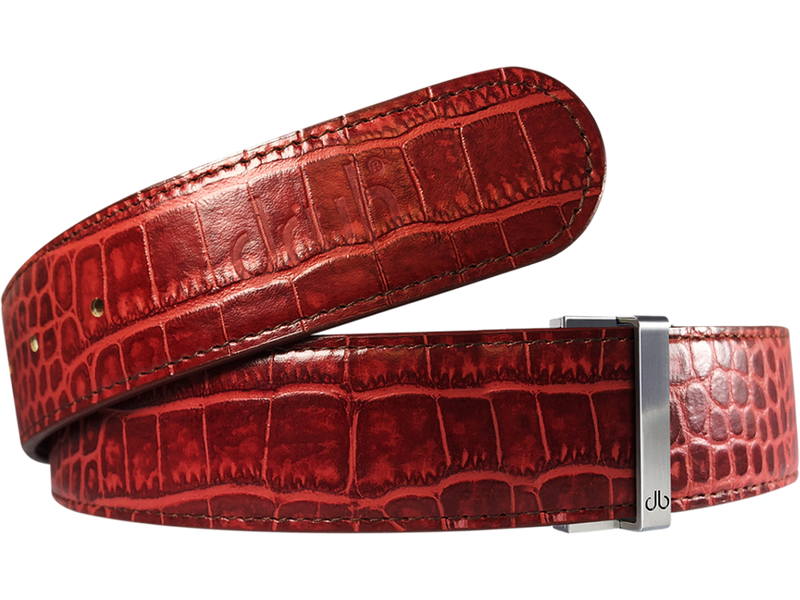 Burgundy Crocodile Patterned Leather Strap