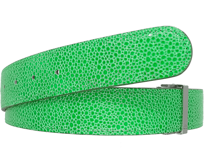 Shiny Green Stingray Textured Leather Belt