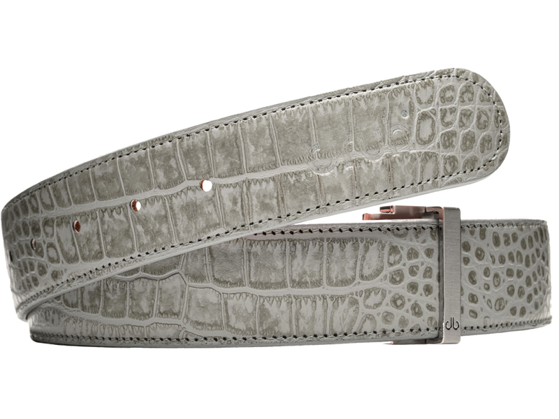 Grey Crocodile Patterned Leather Strap