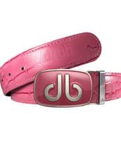 Pink Crocodile Leather Belt with Pink Big Buckle