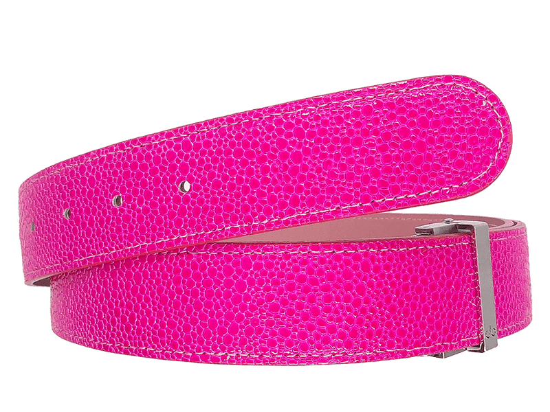 Shiny Pink Stingray Textured Leather Strap
