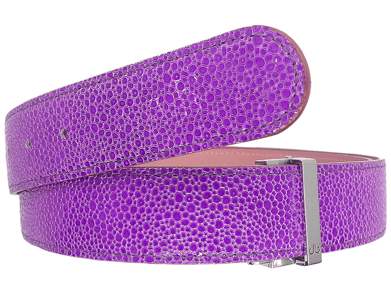 Shiny Purple Stingray Textured Leather Belt