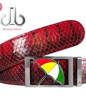 Red Snakeskin Leather Belt with Arnold Palmer Buckle