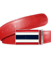 Red Full Grain Leather Belt with Thailand Flag Buckle
