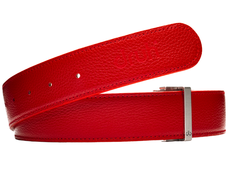 Red Full Grain Patterned Leather Strap