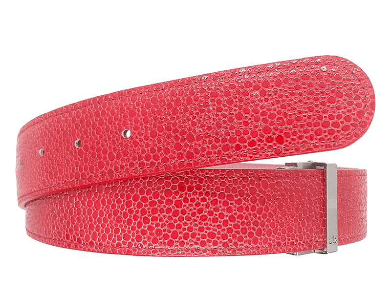 Shiny Red Stingray Textured Leather Strap