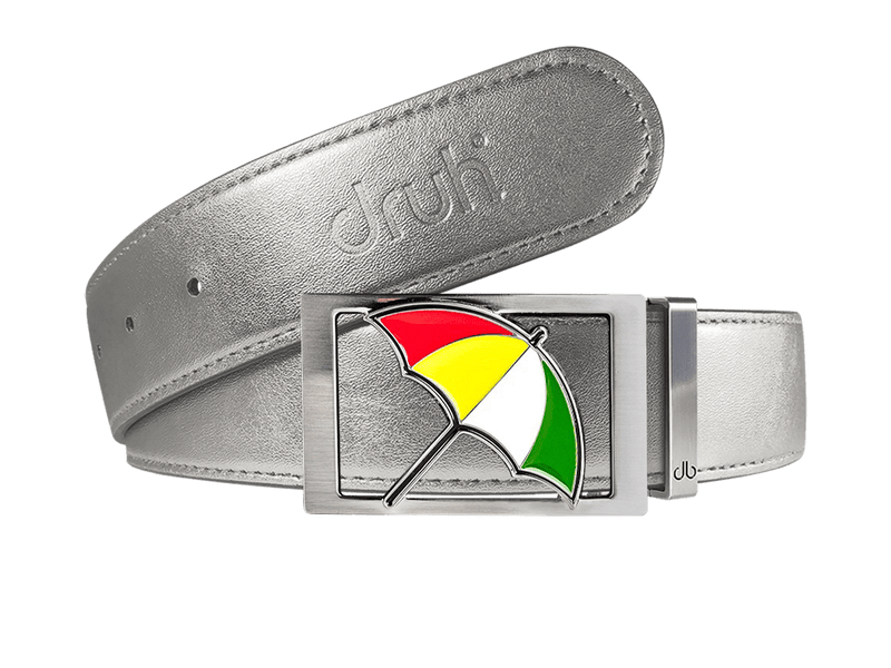 Silver Plain Leather Belt with Arnold Palmer Buckle