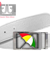 White Ostrich Textured Leather Strap with Arnold Palmer Buckle