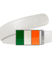 White Full Grain Leather Belt with Ireland Flag Buckle