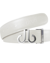 White Full Grain Leather Belt with Classic Icon Silver