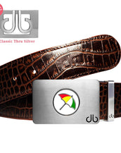 Dark Brown Crocodile Patterned Leather Belt with Arnold Ballmarker Buckle