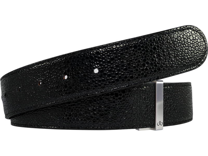 Shiny Black Stingray Textured Leather Strap